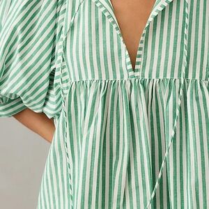 Philosophy Green and White Striped Top